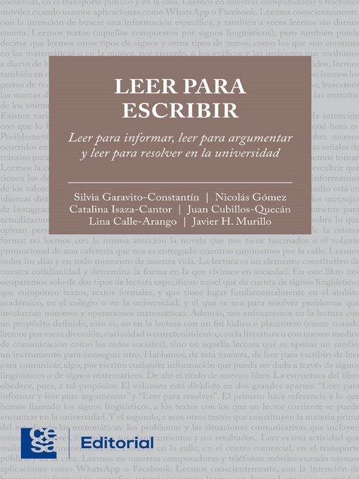 Title details for Leer para escribir by Silvia Garavito Constantín - Available